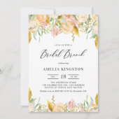 Invitation Fleurs de Pêche et Feuille d'or Brunch nuptial (Devant)