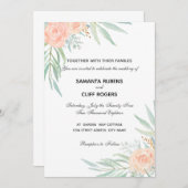 Invitation Fleurs de pêche et invitatation de mariage (Devant / Derrière)