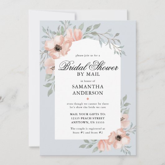 Invitation Fleurs de Pêche Fête des mariées bleue Dusty par c (Devant)