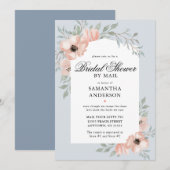 Invitation Fleurs de Pêche Fête des mariées bleue Dusty par c (Devant / Derrière)