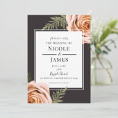 Invitation Fleurs de Pêche Foncé Roses Rustiques Chic Shabby  (Debout devant)