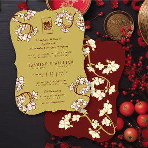Invitation Fleurs de Pêche/Prunier Double Bonheur Mariage