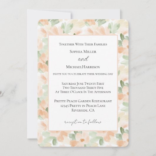 Invitation Fleurs de pêcher blanches jolies Mariage (Devant)