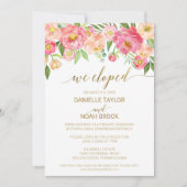 Invitation Fleurs de Pêcher et de Pivoine Rose pour une Récep (Devant)