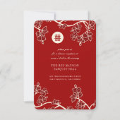 Invitation Fleurs de Pêcher Rouges 囍 Réception de Mariage Chi (Devant)