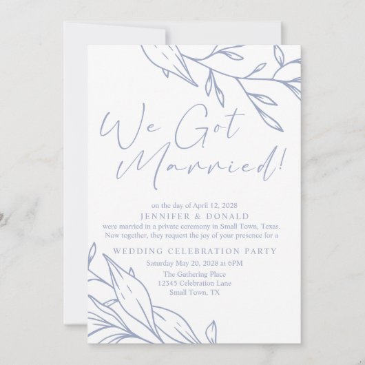 Invitation Fleurs de pervenche Mariés (Devant)