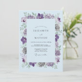 Invitation Fleurs de Pervenche pour Mariage (Debout devant)