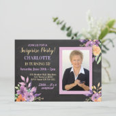 Invitation Fleurs de photos de fête d'anniversaire pour femme (Debout devant)