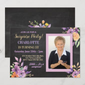 Invitation Fleurs de photos de fête d'anniversaire pour femme (Devant / Derrière)