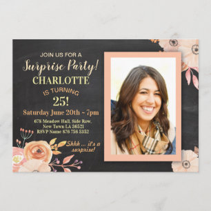 Invitation Fleurs de photos de fête d'anniversaire pour femme