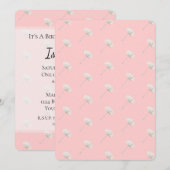 Invitation Fleurs de pissenlit rose blush chic pour anniversa (Devant / Derrière)