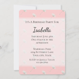 Invitation Fleurs de Pissenlit Rose Foncé Élégantes pour Anni
