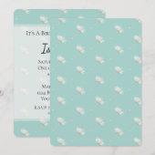 Invitation Fleurs de pissenlit vert menthe chic Anniversaire (Devant / Derrière)