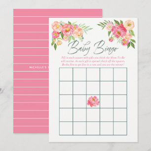 Invitation Fleurs de pivoine Baby Shower de printemps Baby Bi