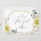 Invitation Fleurs de pivoine jaune Seras-tu ma demoiselle d'h (Devant)