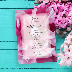 Invitation Fleurs de pivoine rose doux 16 fête d'anniversaire