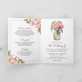 Invitation Fleurs de pivoine rose tendre Pot Mason Code QR Ma (Intérieur)