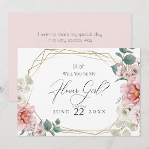 Invitation Fleurs de Pivoine Roses Serez-vous ma Demoiselle