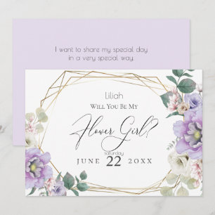 Invitation Fleurs de Pivoine Violette Seras-tu ma Demoiselle