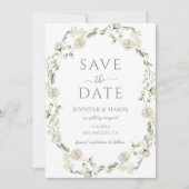 Invitation Fleurs de pivoines blanches Eucalyptus Enregistrer (Devant)