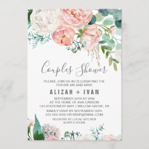 Invitation Fleurs de pivoines romantiques Couples Douche