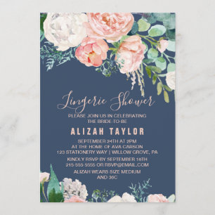 Invitation Fleurs de pivoines romantiques   Douche Lingerie B