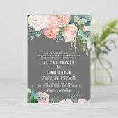 Invitation Fleurs de pivoines romantiques | Mariage officiel  (Debout devant)