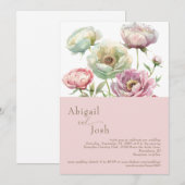Invitation Fleurs de Pivoines Rose (Devant / Derrière)