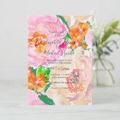 Invitation Fleurs de pivoines roses (Debout devant)