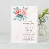 Invitation Fleurs de pivoines turquoises et roses (Debout devant)
