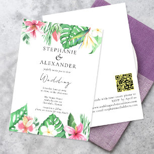 Invitation Fleurs de plage tropicales Mariage de code QR