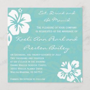 Invitation Fleurs de plage - Turquoise