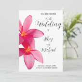 Invitation Fleurs de Plumeria roses, mariage tropical floral (Debout devant)