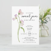 Invitation Fleurs de pois doux | Baby shower fille (Debout devant)