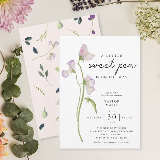 Invitation Fleurs de pois doux | Baby shower fille