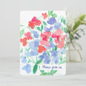 Invitation Fleurs de pois doux fête d'anniversaire (Debout devant)