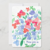 Invitation Fleurs de pois doux fête d'anniversaire (Devant)