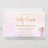 Invitation *~* Fleurs de pot en Mason rustique Baby shower de (Dos)