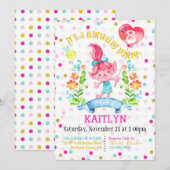 Invitation Fleurs de poules de poules de ballon 8 ans (Devant / Derrière)