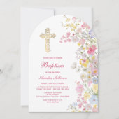 Invitation Fleurs de prairie Arche Baptême (Devant)