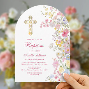 Invitation Fleurs de prairie Arche Baptême