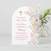 Invitation Fleurs de Prairie Arche Mariage Religieux (Debout devant)