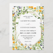 Invitation Fleurs de prairie blanches personnalisées Mariage  (Devant / Derrière)