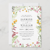 Invitation Fleurs de prairie Fleurs sauvages Rustique Code QR (Devant)