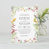 Invitation Fleurs de prairie Fleurs sauvages Rustique Code QR (Debout devant)