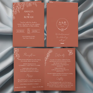 Invitation Fleurs de prairie Mariage tout-en-un en terre cuit