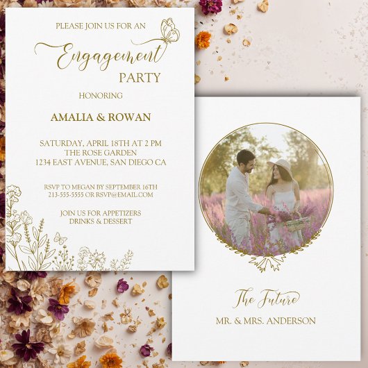Invitation Fleurs de prairie Partie d'engagement
