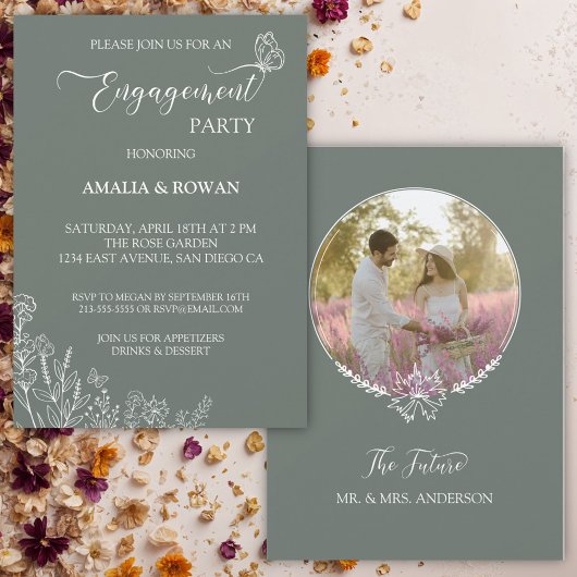 Invitation Fleurs de prairie Partie d'engagement