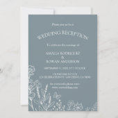 Invitation Fleurs de prairie Réception de mariage gris bleu (Devant)