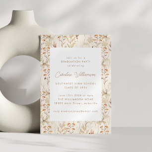 Invitation Fleurs de prairie rustique Boho Fête de Graduation